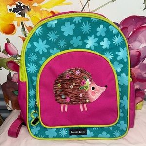 Crocodile Creek Kids Pink Teal Floral Porcupine Backpack School Camp Travel